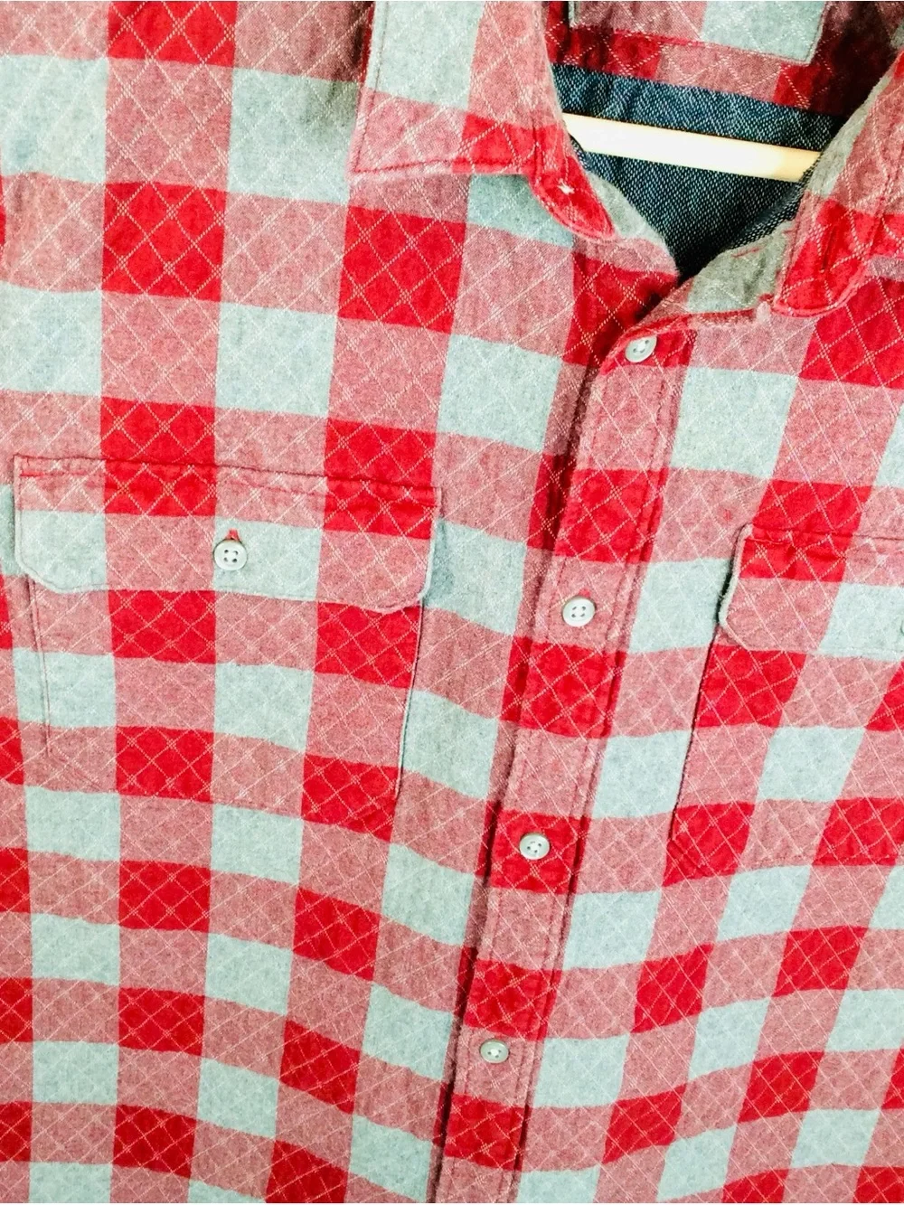 Banana Republic Red and Gray Plaid Button-Down Shirt